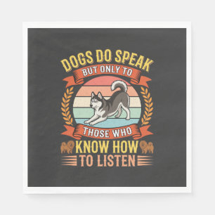 Serviette En Papier Citation vintage d'amant de chien Les chiens parle