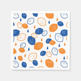 Serviette En Papier Citron bleu et orange Motif Jouer sur le thème des