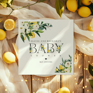 Serviette En Papier Citron Citrus Baby shower botanique méditerranéen