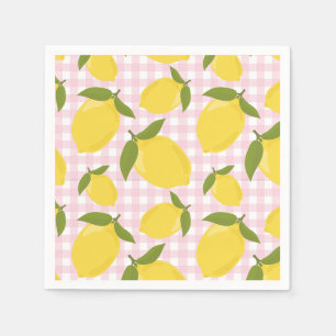 Serviette En Papier Citron et Gingham Rose