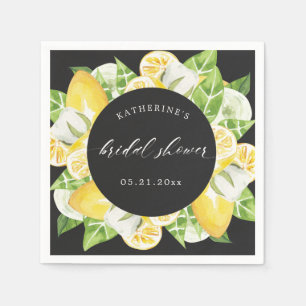 Serviette En Papier citron fruit fleur mariage monogramme  