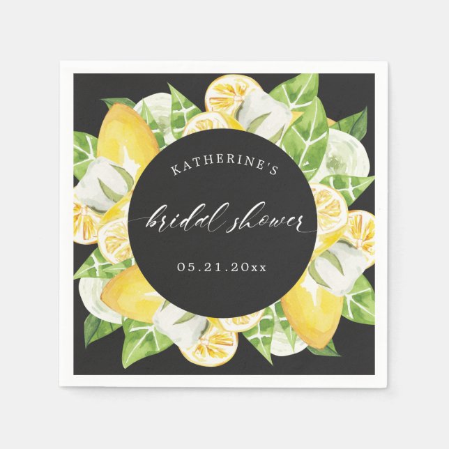 Serviette En Papier citron fruit fleur monogramme shower de mariage   (Devant)