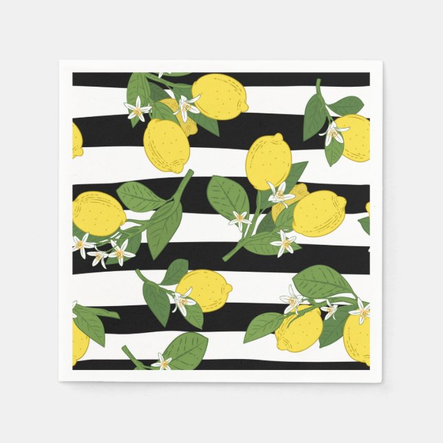 Serviette En Papier Citron jaune Grandes noires (Devant)