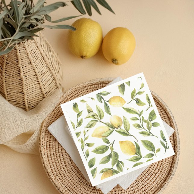 Serviette En Papier Citron jaune Sorrento Fête des mariées méditerrané (Créateur téléchargé)