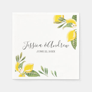 Serviette En Papier Citron Mariage Napkin Botanique Citrus personnalis