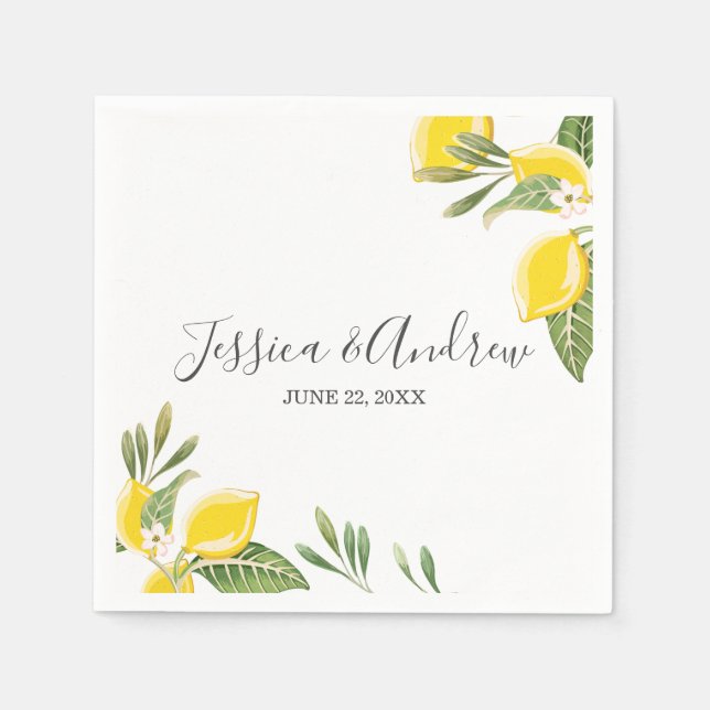 Serviette En Papier Citron Mariage Napkin Botanique Citrus personnalis (Devant)