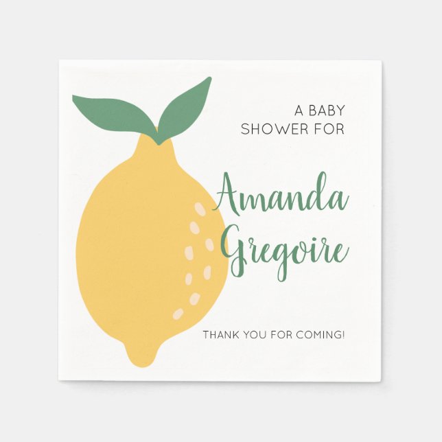 Serviette En Papier Citron mignon et Baby shower à thème Feuille (Devant)