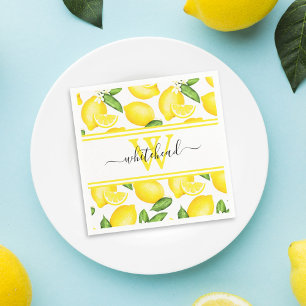Serviette En Papier Citron Monogram Citrus Motif
