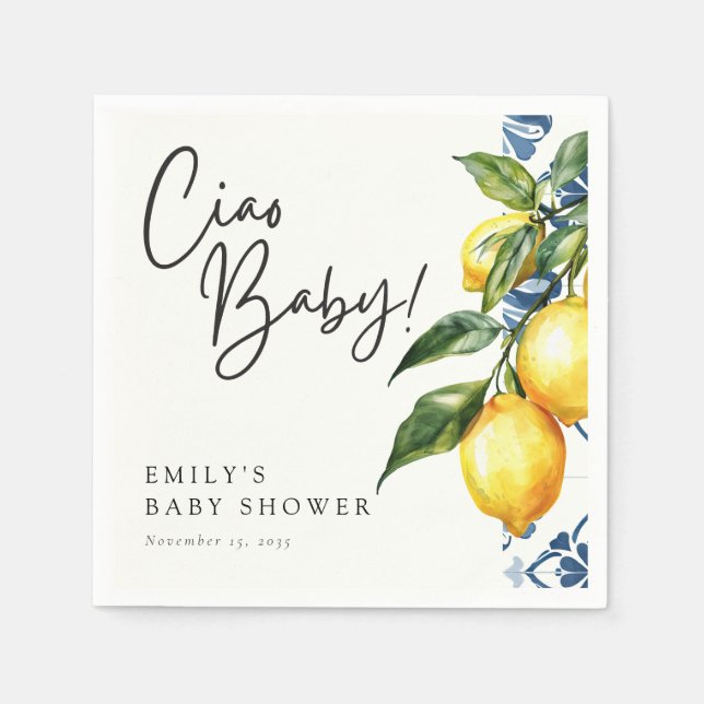 Serviette En Papier Citron Positano Baby shower italien (Devant)
