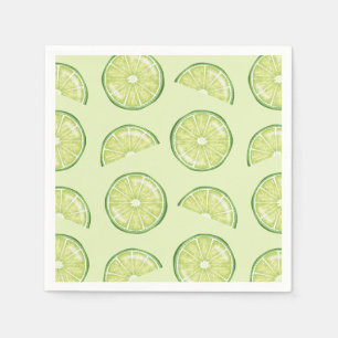 Serviette En Papier Citron Vert Citrus Tranches de Fruits Illustrées
