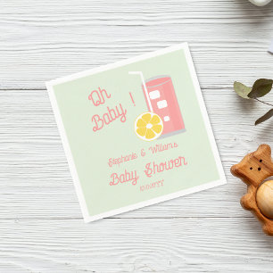 Serviette En Papier Citronade rose Oh Baby shower Party