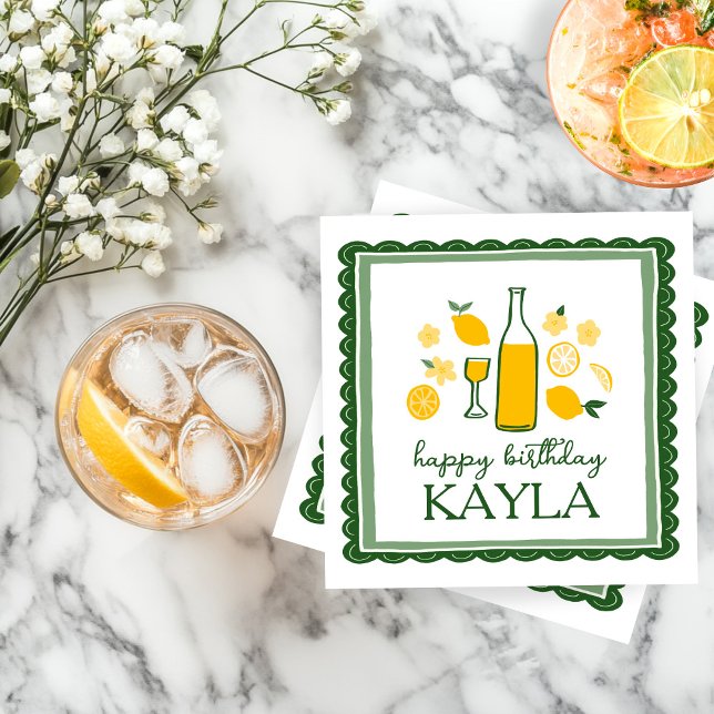 Serviette En Papier Citronnade au Limoncello Citron PERSONNALISÉ Anniv (Limoncello Lemonade Lemon CUSTOM Birthday Napkins
)