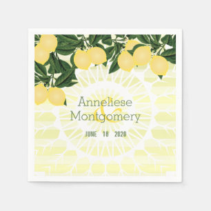 Serviette En Papier Citrons Citrus avec bandes - Mariage
