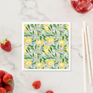 Serviette En Papier Citrons de fruit à l'aquarelle