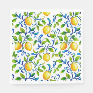 Serviette En Papier Citrons de jardin italien ensoleillé avec des tour