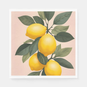 Serviette En Papier Citrons d'or sur vert