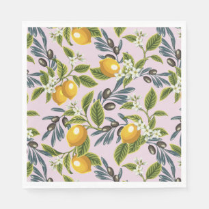 Serviette En Papier Citrons Et Oliviers Italiens