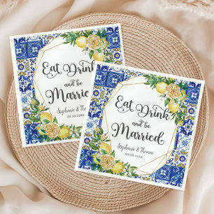 Serviette En Papier Citrons Mosaïque méditerranéenne Mariage Manger Bo