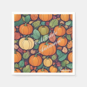 Serviette En Papier CITROUILLE AI et feuilles d'automne Papier Napkins