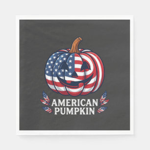 Serviette En Papier Citrouille Américaine Halloween Drapeau Usa Étoile