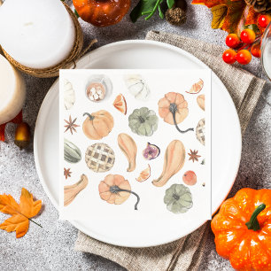 Serviette En Papier Citrouille aquarelle et automne de récolte