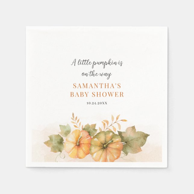Serviette En Papier Citrouille Automne Rouille Feuille Filles Baby sho (Devant)