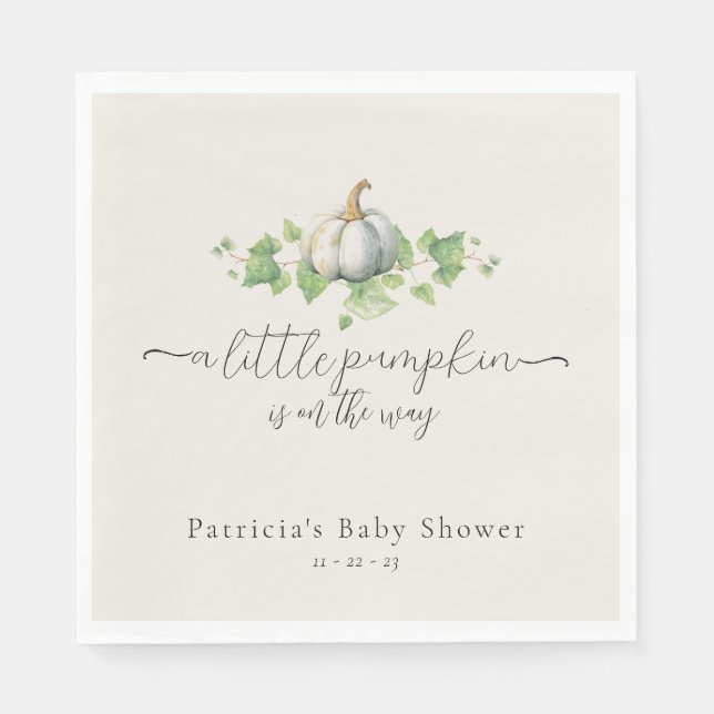 Serviette En Papier Citrouille blanc Rustique Baby shower agricole (Devant)