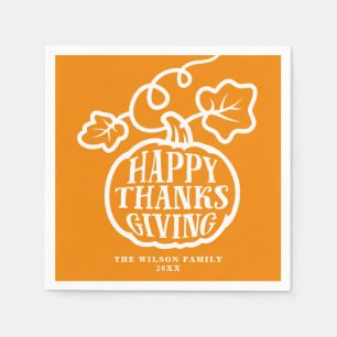 Serviette En Papier Citrouille bon thanksgiving Lettrage orange