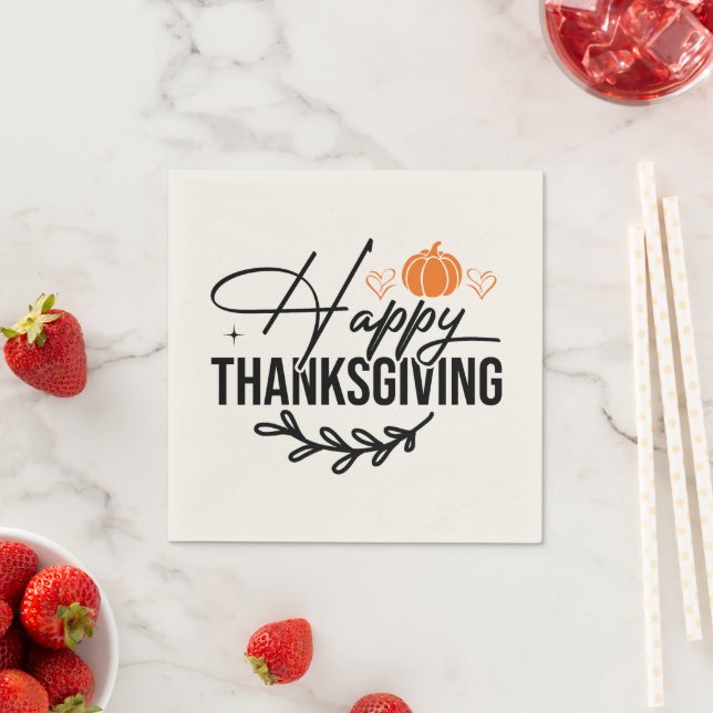 Serviette En Papier Citrouille Bon thanksgiving simple (En situation)