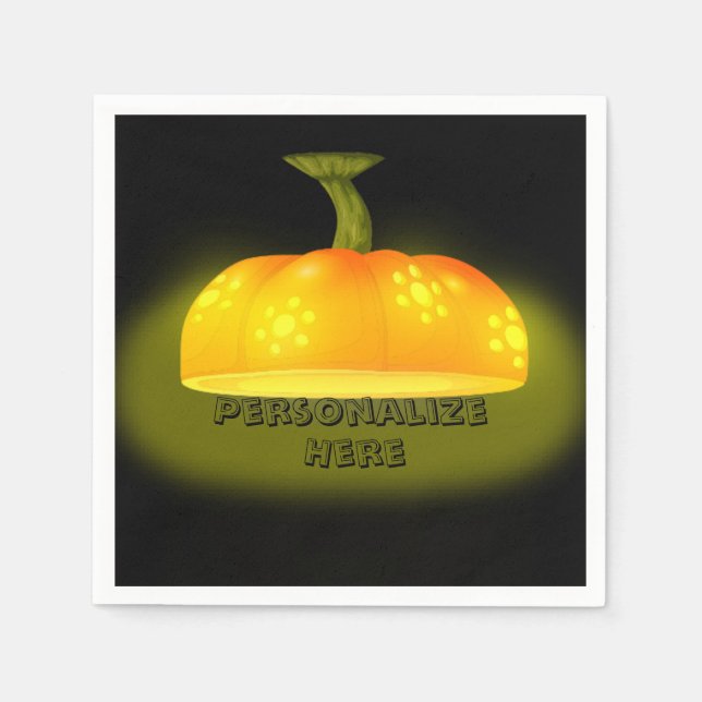 Serviette En Papier Citrouille brillant chute unique mignon orange noi (Devant)