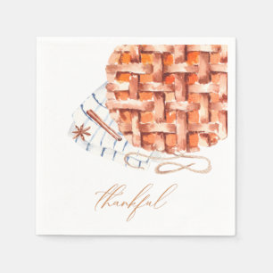 Serviette En Papier Citrouille d'aquarelle à tarte Friendsgiving