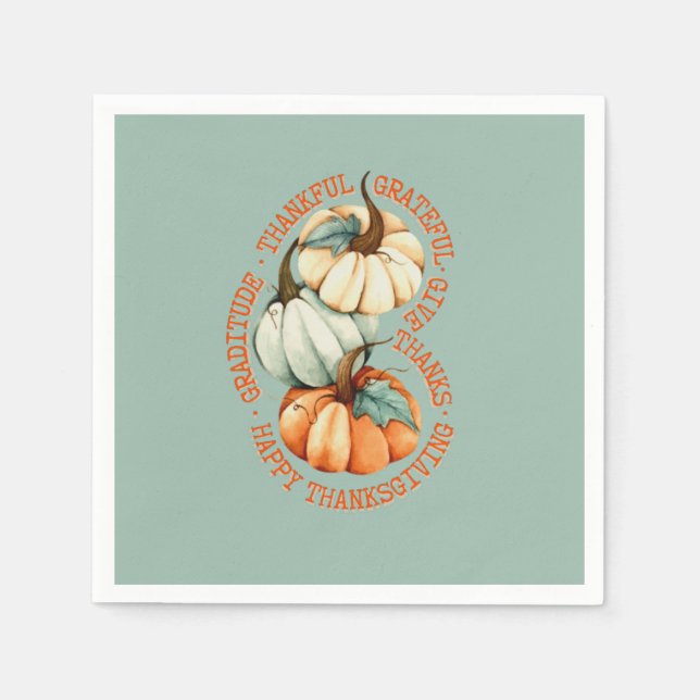 Serviette En Papier Citrouille d'aquarelle de Bon thanksgiving rustiqu (Devant)