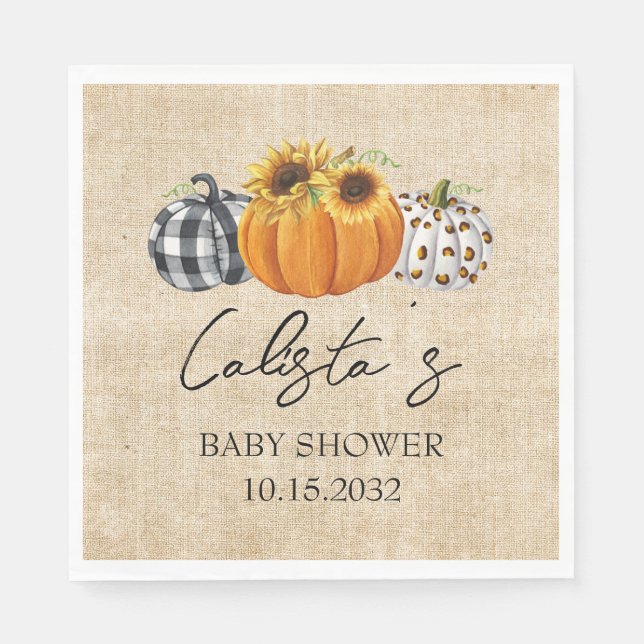 Serviette En Papier Citrouille d'automne Baby shower Sunflower Burlap (Devant)