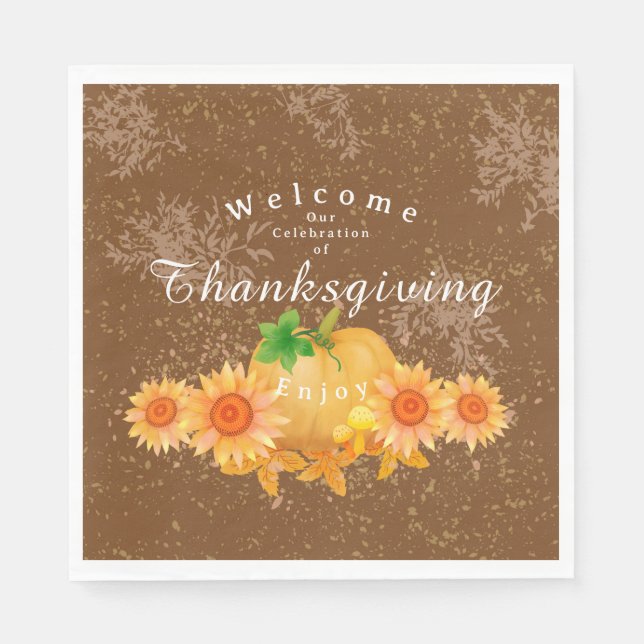 Serviette En Papier Citrouille d'automne Brown (Devant)