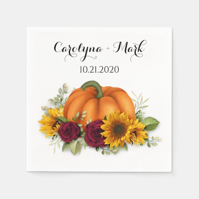 Serviette En Papier Citrouille d'automne Rustique Mariage serviettes  (Devant)