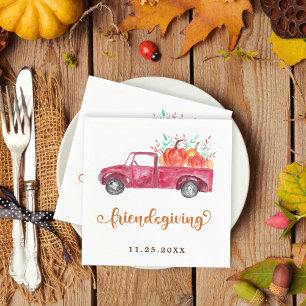 Serviette En Papier Citrouille de camion rouge Friendsgiving Automne S