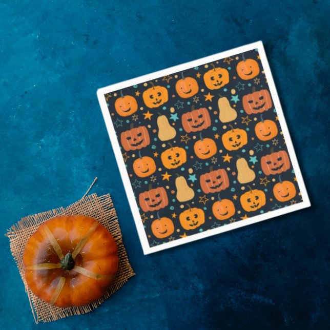 Serviette En Papier Citrouille de Halloween Jack O Lantern Orange Mign (Créateur téléchargé)