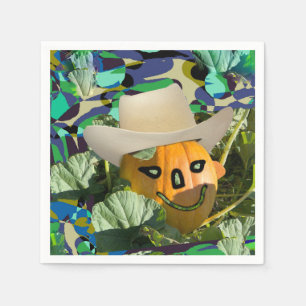 Serviette En Papier Citrouille de Jack-o-lantern chapeau de cowboy vis
