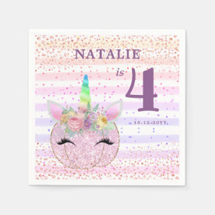 Serviette En Papier Citrouille de Parties scintillant rose Unicorn 4e
