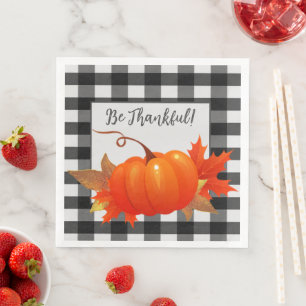 Serviette En Papier Citrouille de Thanksgiving Buffalo Plaid Papier Na
