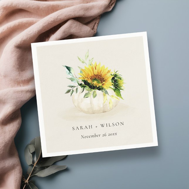 Serviette En Papier Citrouille de tournesol rustique Floral Mariage d' (Créateur téléchargé)