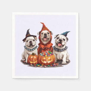 Serviette En Papier Citrouille des Bulldogs anglais d'Halloween