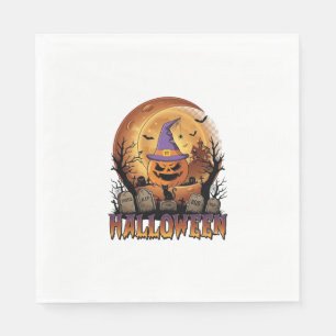 Serviette En Papier Citrouille d'Halloween Chapeau de Sorcière Chat No