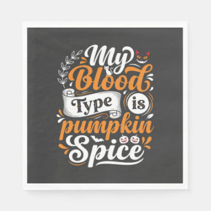 Serviette En Papier Citrouille d'Halloween Épice Groupe Sanguin Typogr