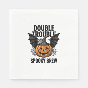 Serviette En Papier Citrouille d'Halloween Sorcière Double Trouble Vin