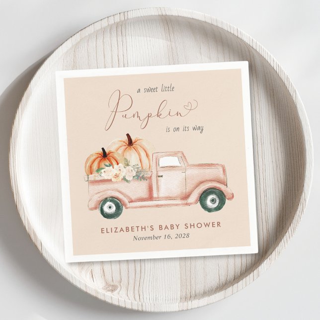 Serviette En Papier Citrouille en terre cuite Baby shower de camion Vi (Créateur téléchargé)