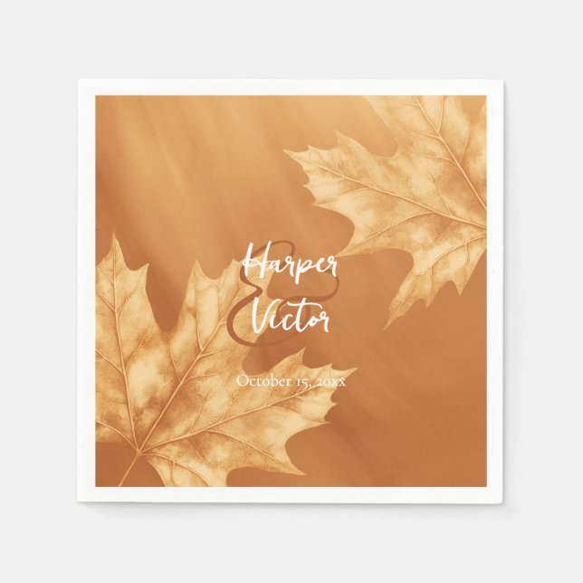 Serviette En Papier citrouille feuille accent mariage de automne servi (Devant)