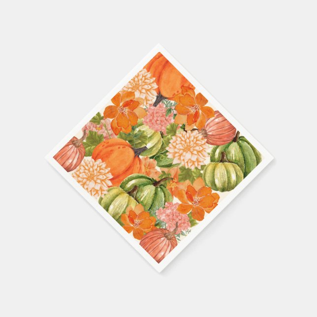 Serviette En Papier Citrouille floral 1er anniversaire automne (Coin)