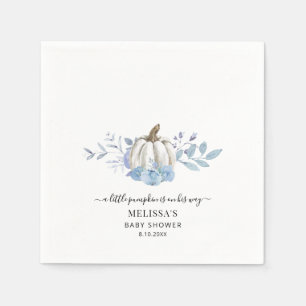 Serviette En Papier Citrouille Floral Boy Baby shower Dusty Blue Paper