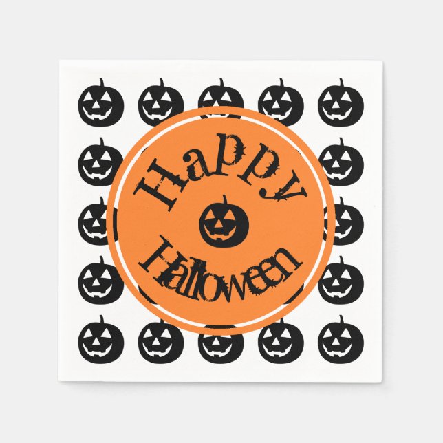 Serviette En Papier Citrouille moderne d'Halloween (Devant)